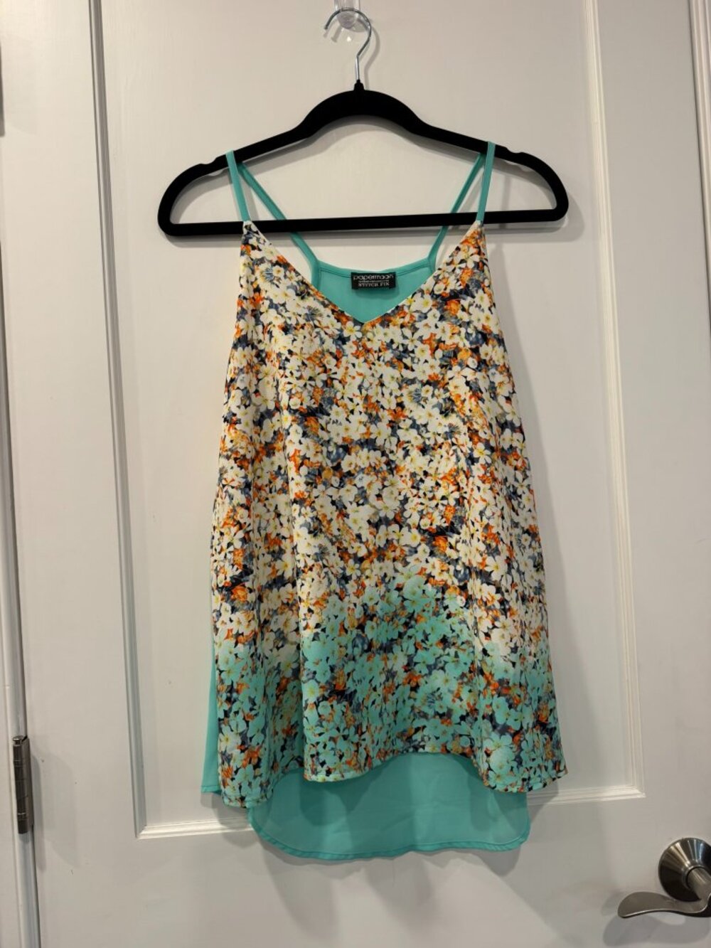 papermoon Floral and Teal Spaghetti Strap Tank Top with Stitchfix - Medium